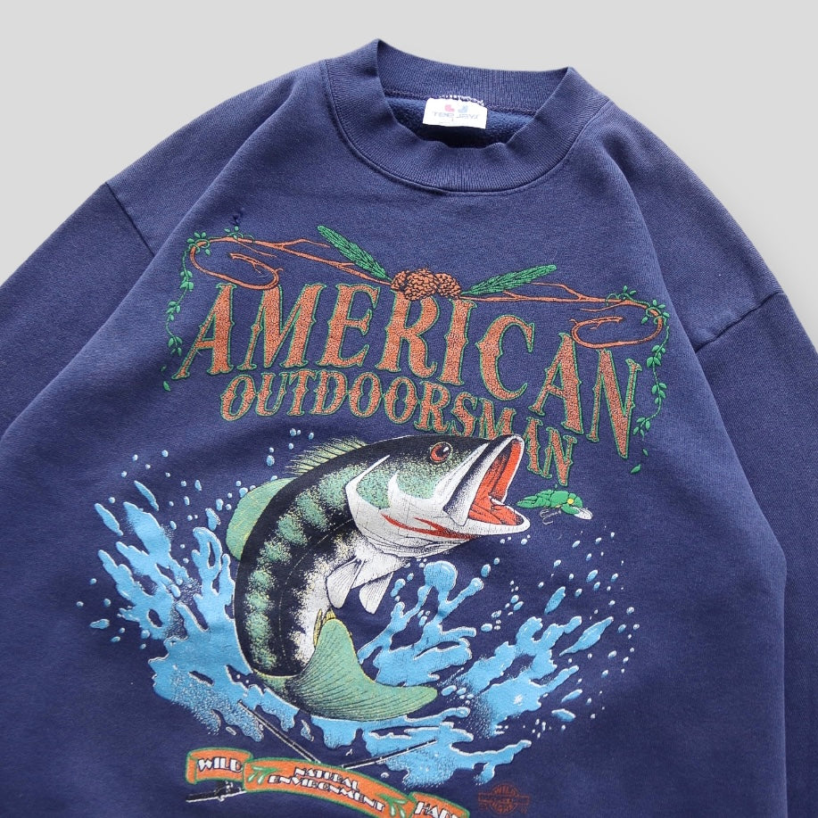 90s Vintage American Outdoors Fishing Crewneck - backtovida