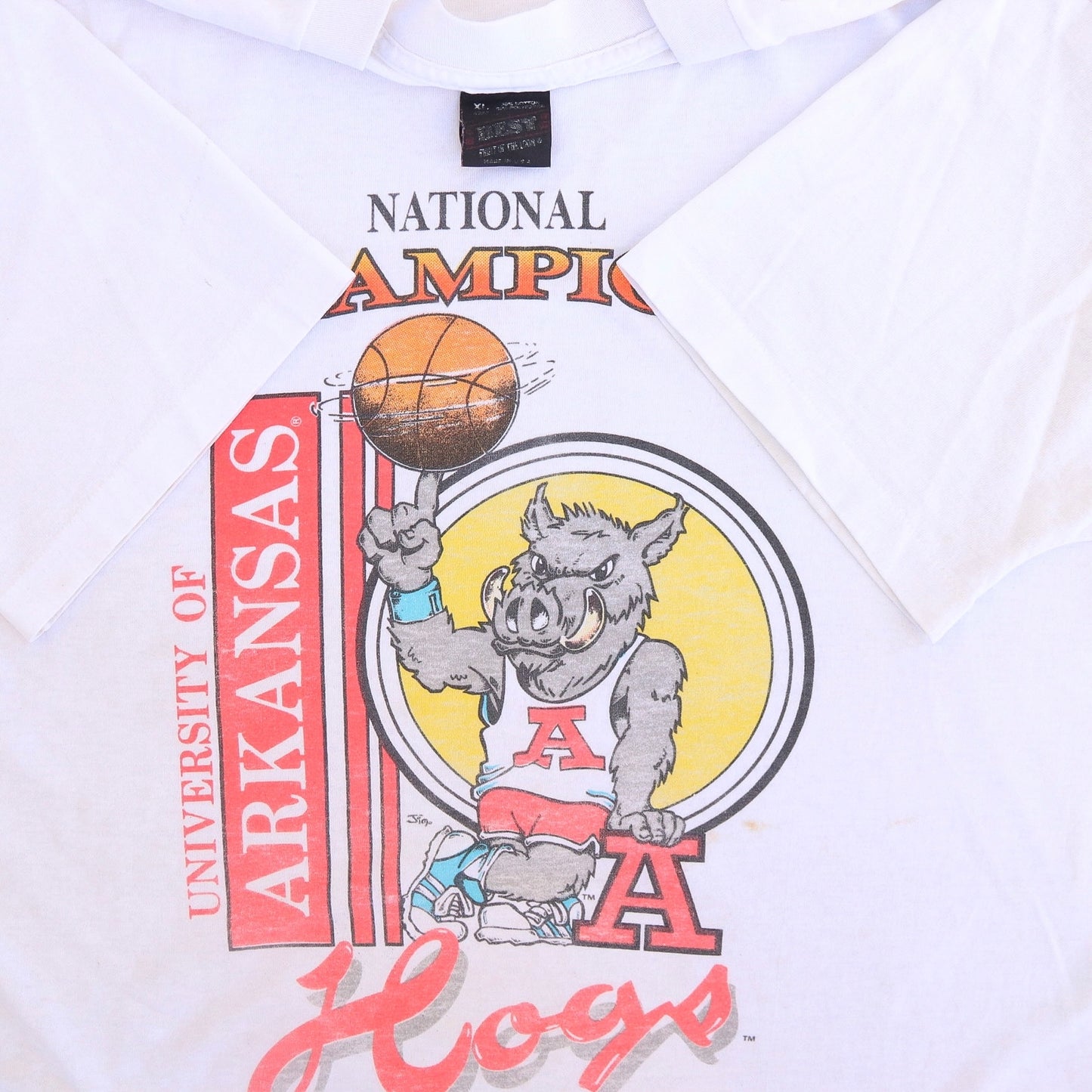 1994 Rare Razorback X Local Artist “Jim” National Champions Hogs Tee - backtovida