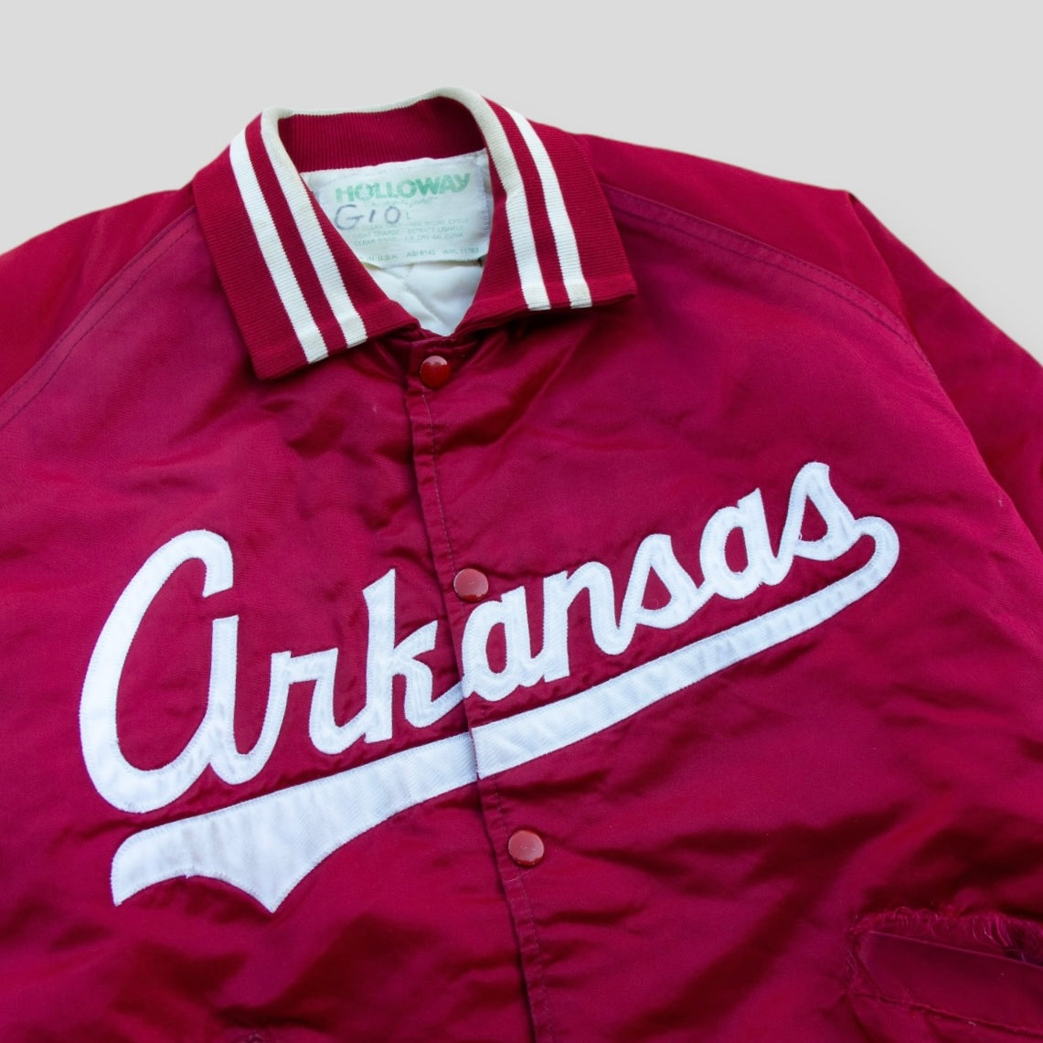 80s Rare Arkansas Script Varsity Jacket