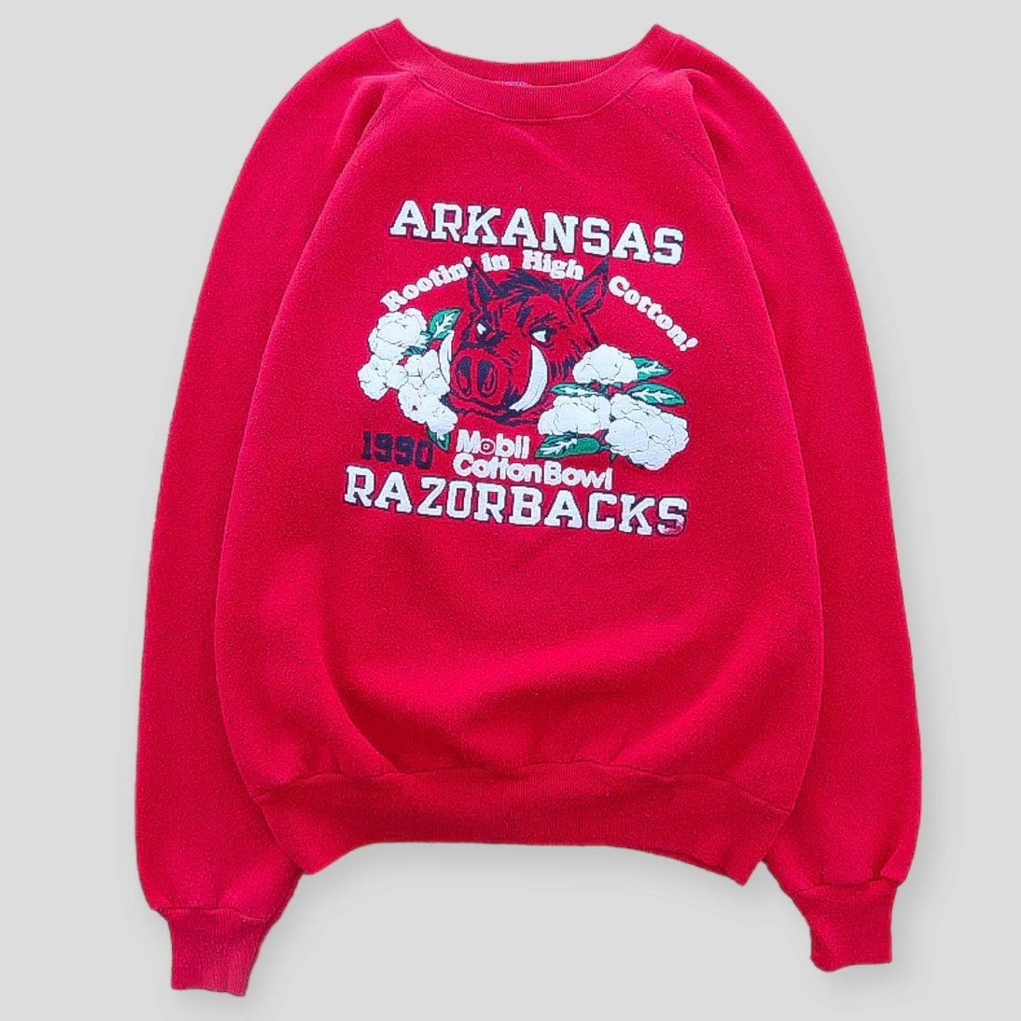 1990 Mobile CottonBowl Razorbacks Crewneck (Puff Print) - backtovida