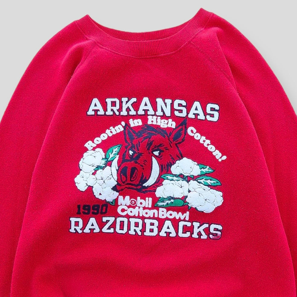 1990 Mobile CottonBowl Razorbacks Crewneck (Puff Print) - backtovida
