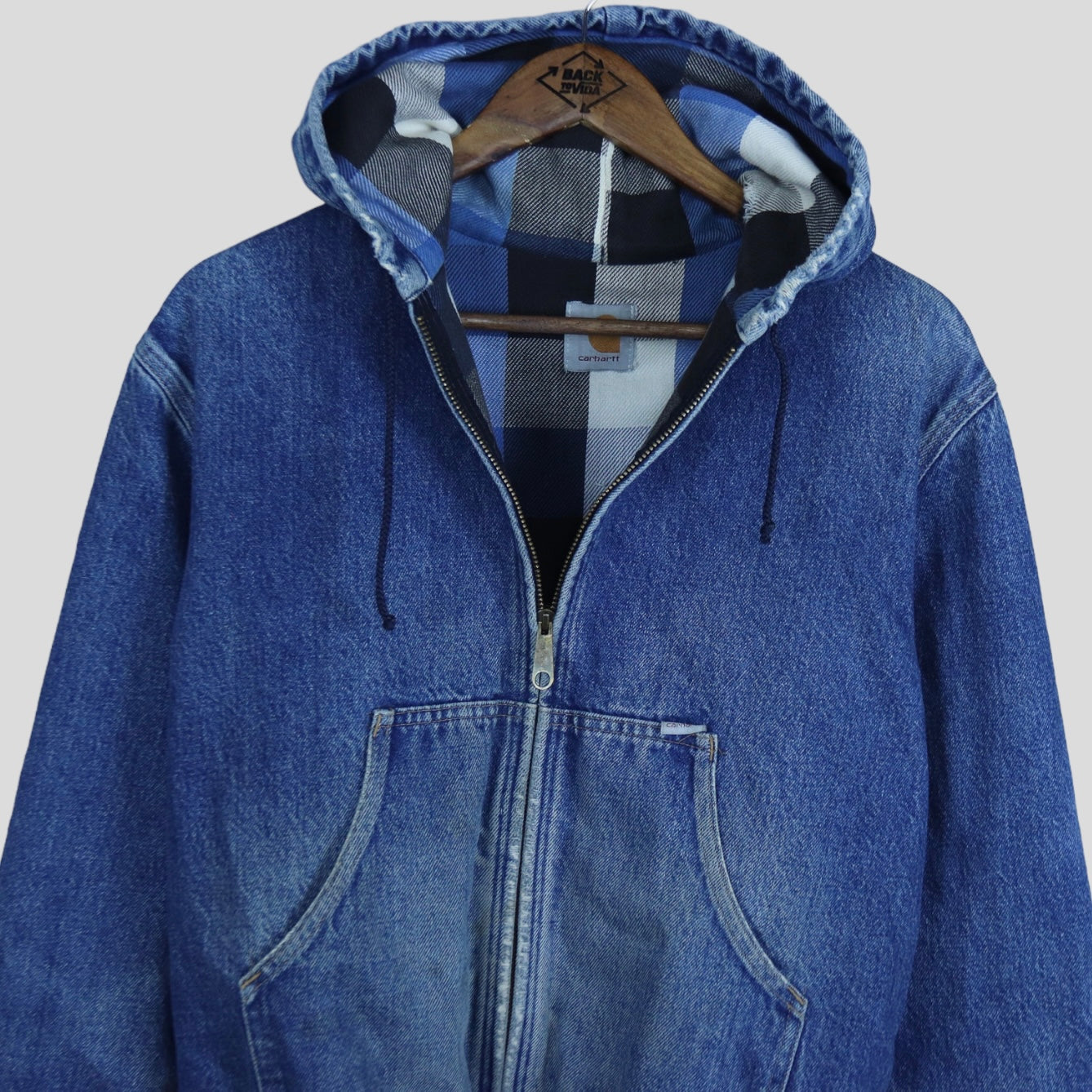 Vintage Carhartt Denim/Blanket Lined Hooded Jacket - backtovida