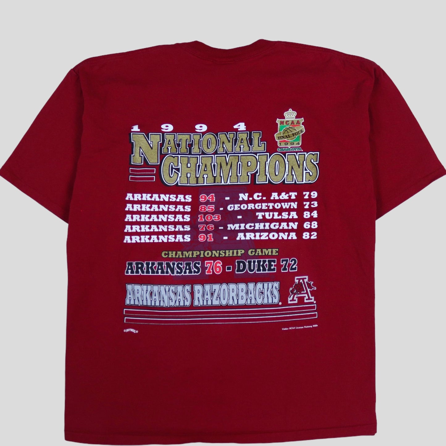 1994 National Champions Arkansas NCAA Vintage T-Shirt - backtovida