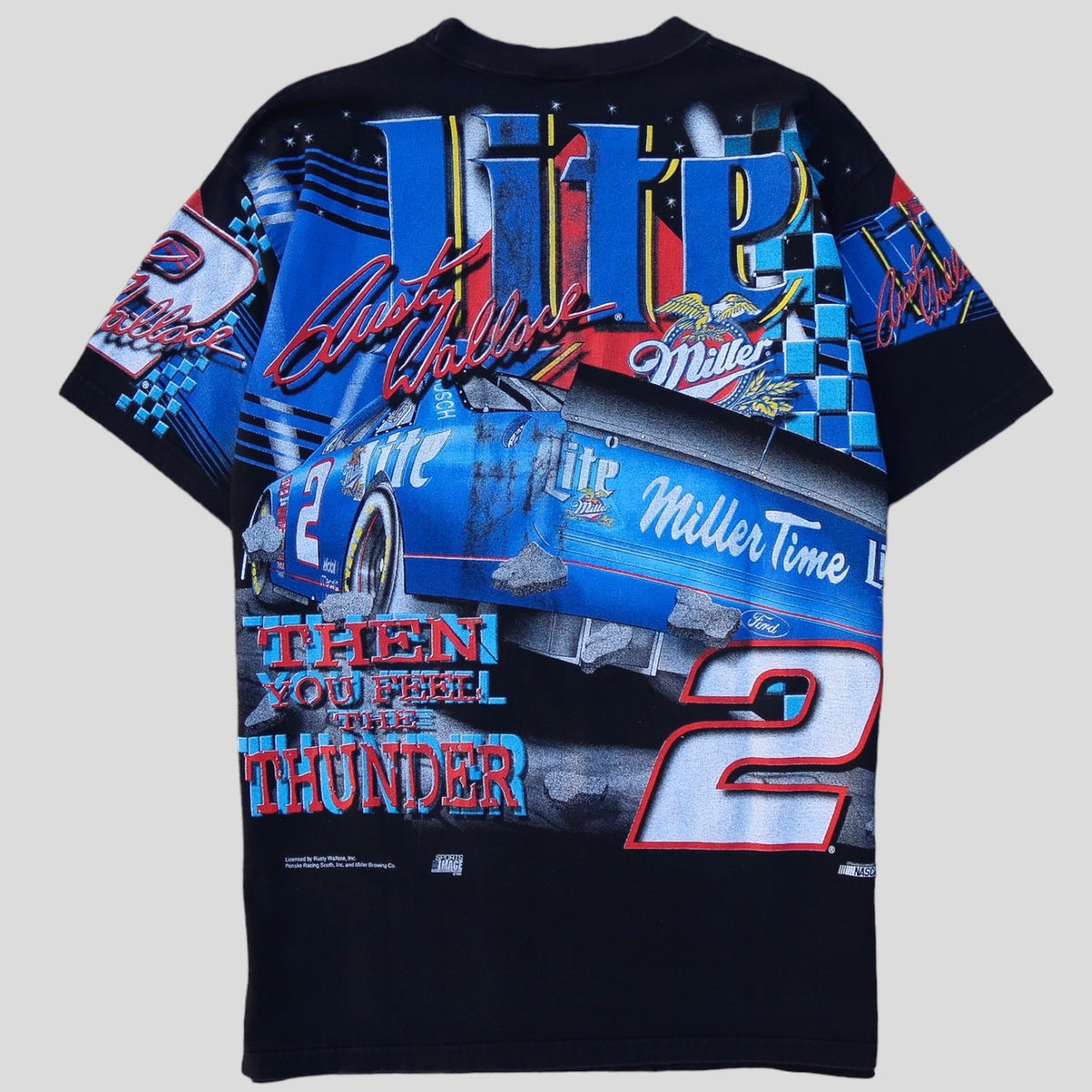 Rusty Wallace Miller Baseball Jersey T-shirt L 90s 