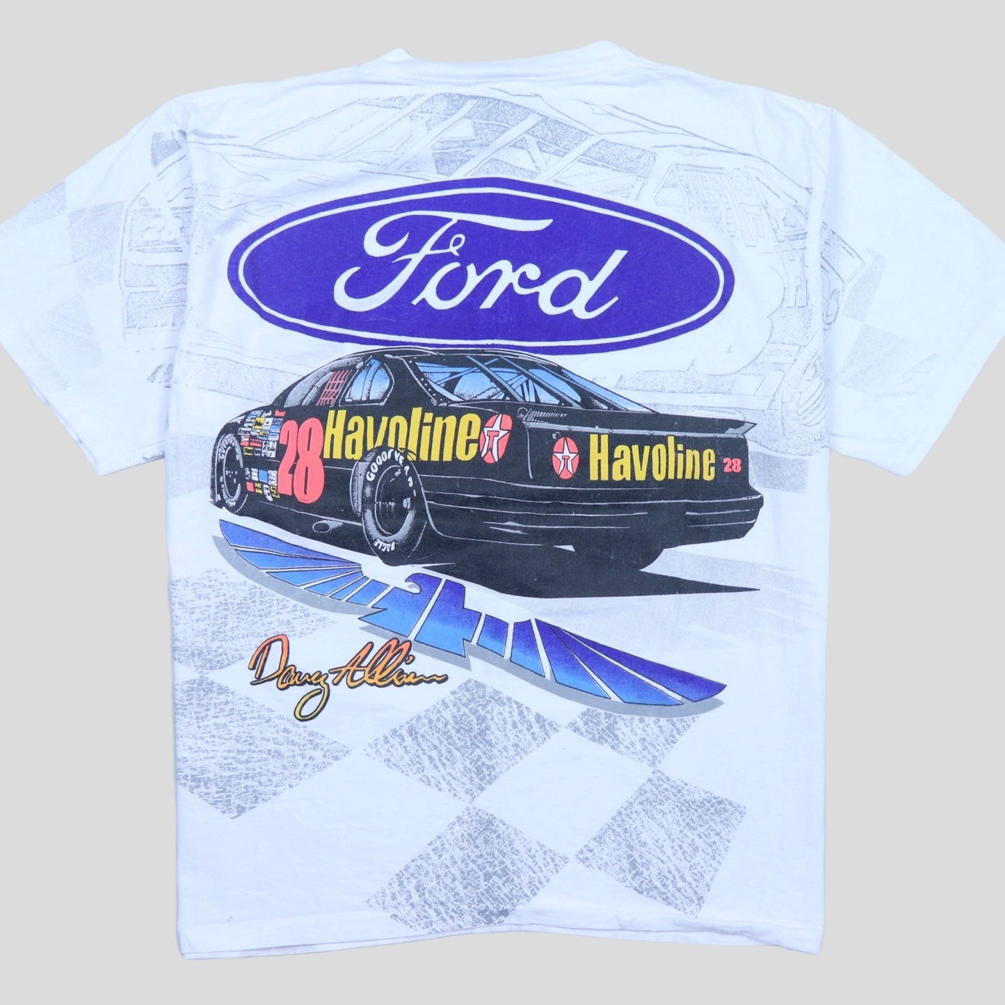 1990’s Rare Davey Allison AOP Nascar T-Shirt - backtovida