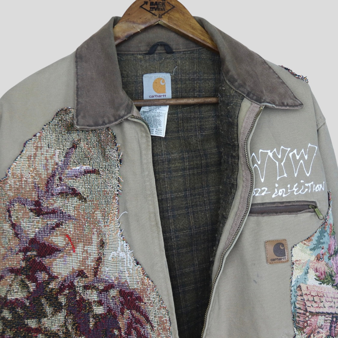 90s Vintage Reworked Carhartt Detroit Jacket Blanket lined - backtovida