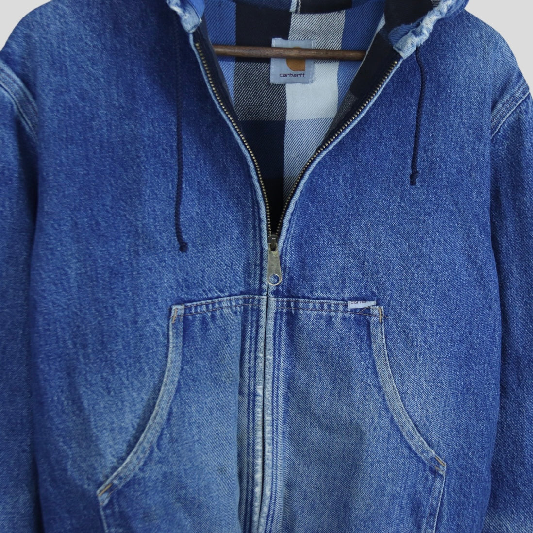 Vintage Carhartt Denim/Blanket Lined Hooded Jacket - backtovida
