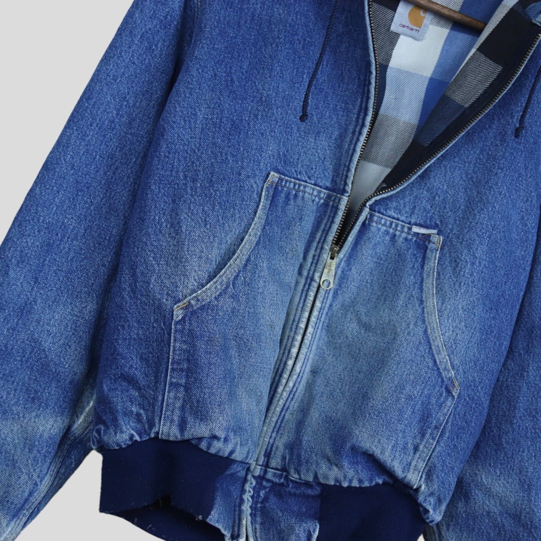 Vintage Carhartt Denim/Blanket Lined Hooded Jacket - backtovida
