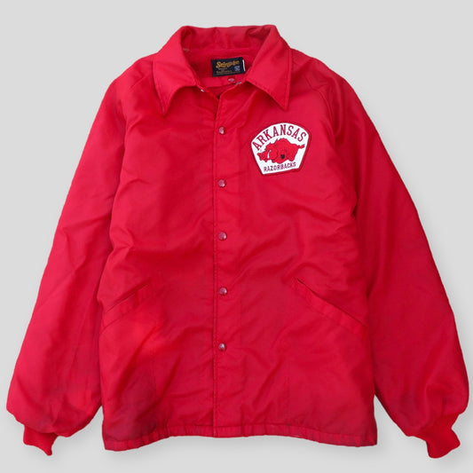 80s Rare Arkansas Razorbacks Vintage Track Jacket - backtovida