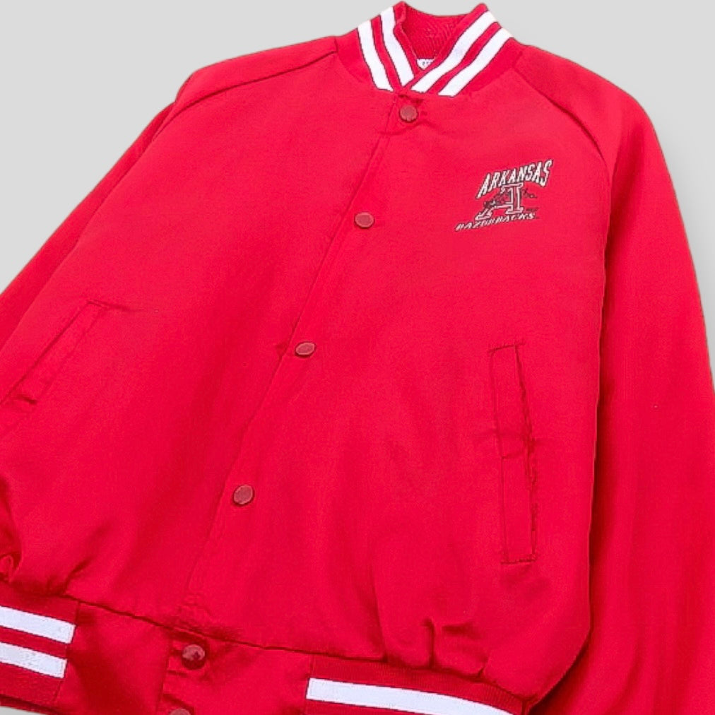 90s Rare Arkansas Razorbacks Vintage Varsity Jacket - backtovida