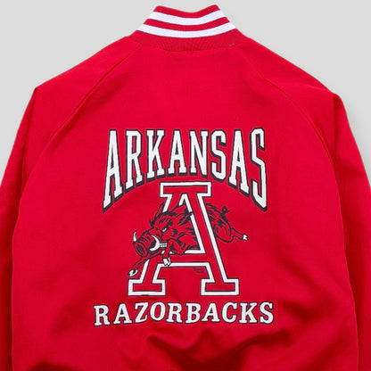 90s Rare Arkansas Razorbacks Vintage Varsity Jacket - backtovida