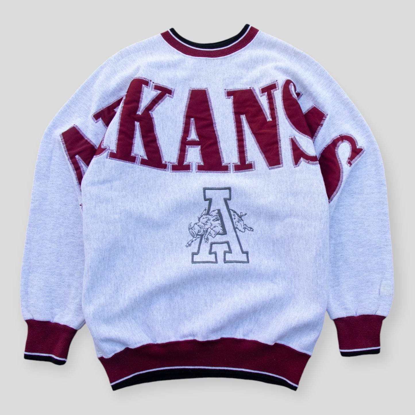 1990s Rare Razorbacks “ARKANSAS” Big Spell Out Crewneck