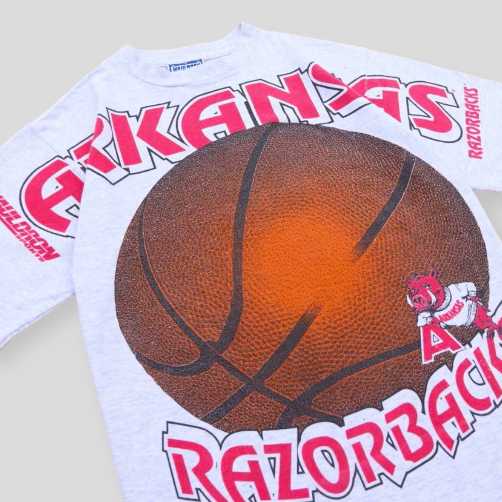 1994 Arkansas Razorbacks Rare Spell Out Basketball Tee - backtovida