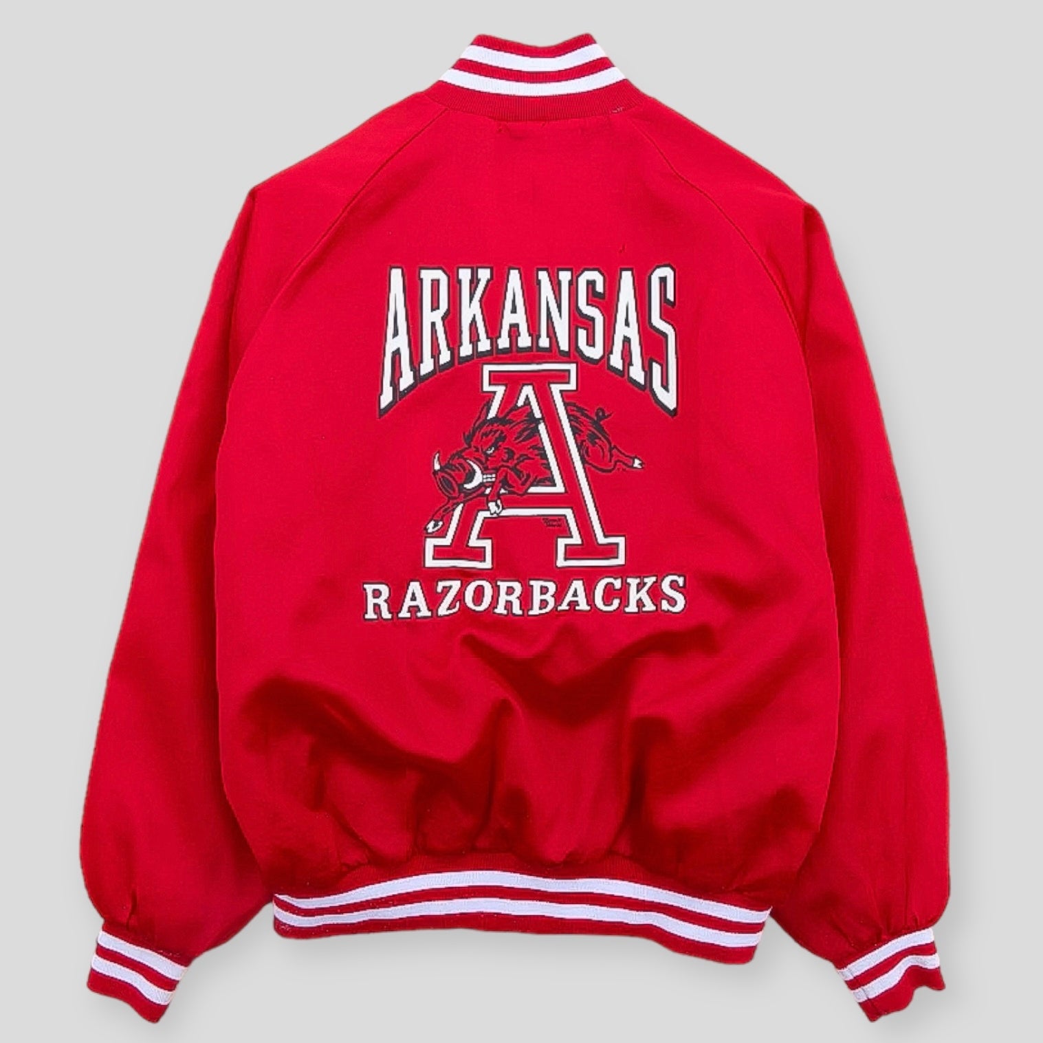 90s Rare Arkansas Razorbacks Vintage Varsity Jacket - backtovida