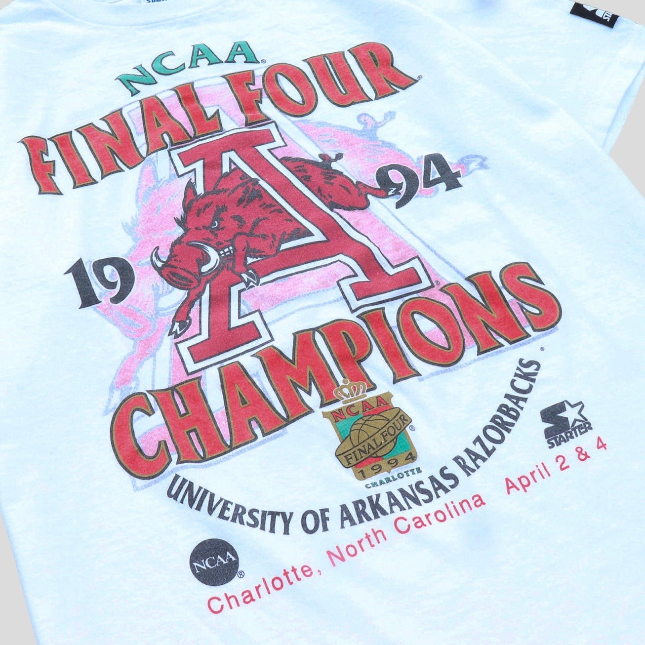 1994 NCAA Final Four Razorbacks Championship Starter Official Game Tee - backtovida