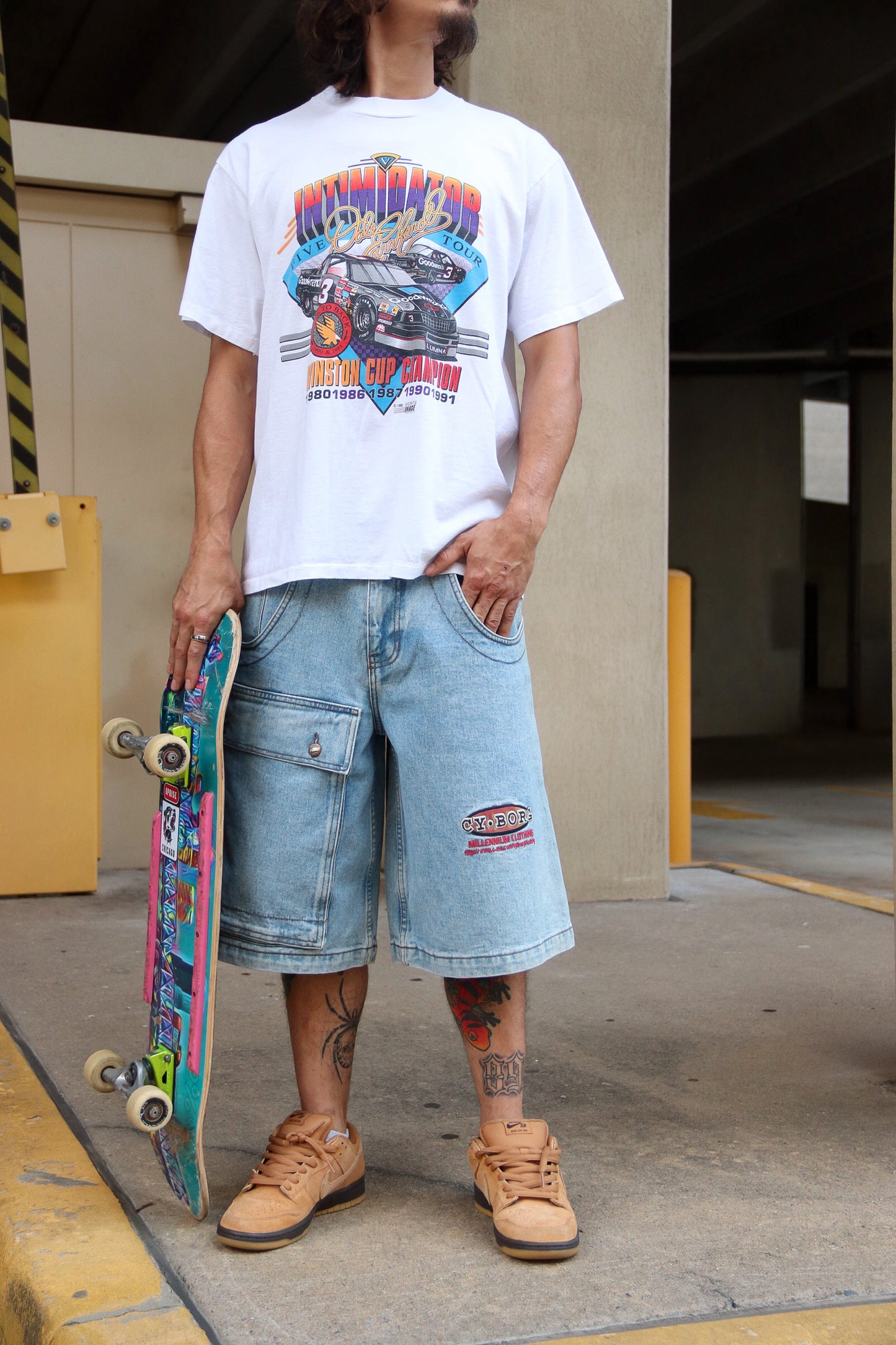 90s Vintage Cy. Borg Denim baggy Shorts - 30