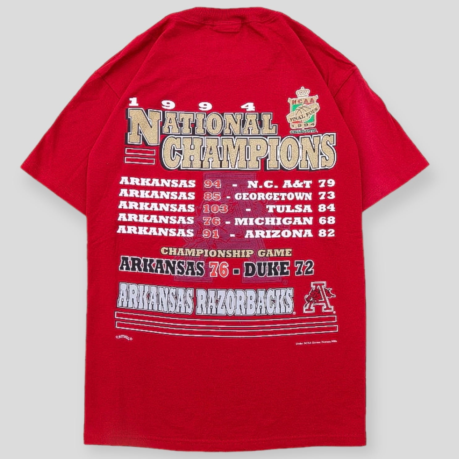 1994 National Champions Arkansas NCAA Vintage Tee - backtovida