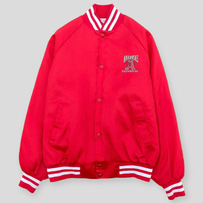 90s Rare Arkansas Razorbacks Vintage Varsity Jacket - backtovida