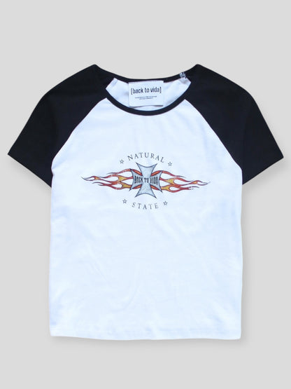 NATURAL STATE FLAME CROP TEE