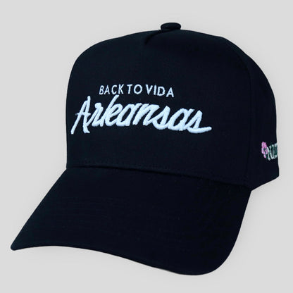 [back to vida] Arkansas Script Black Snapback - backtovida