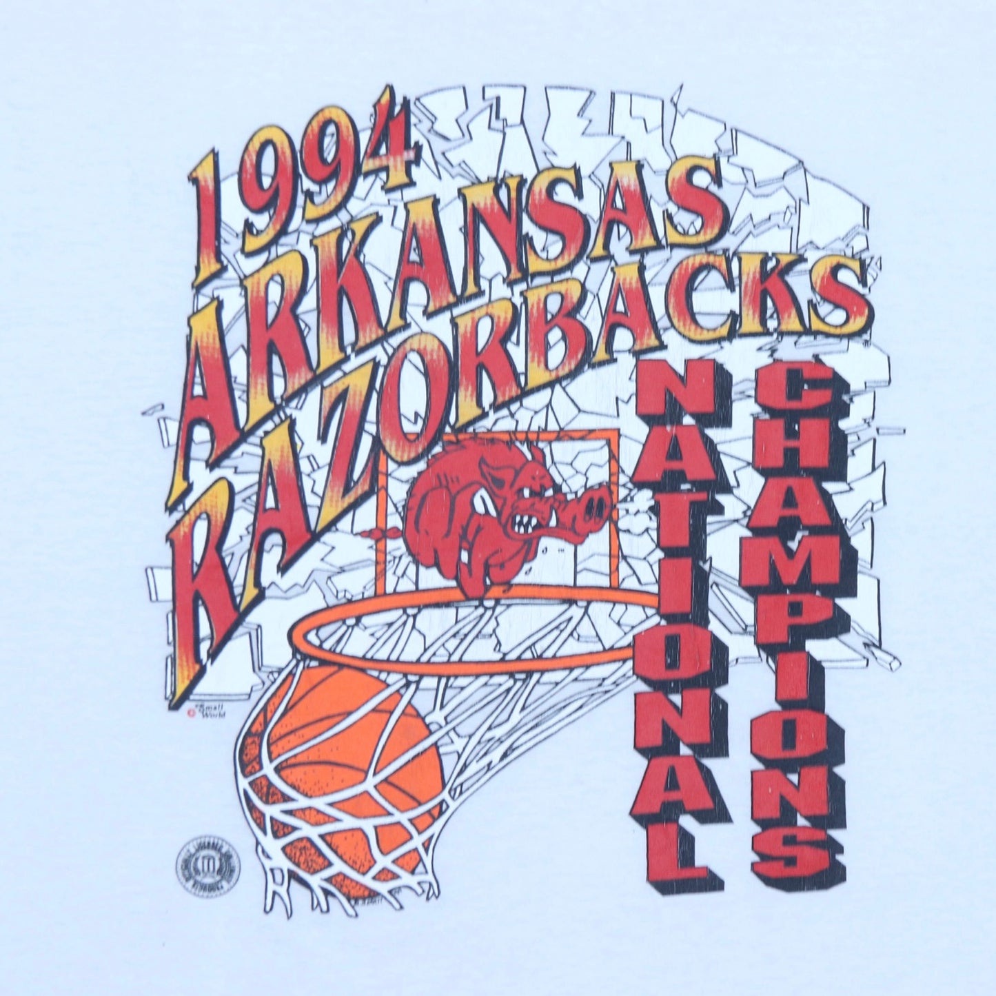 1994 Arkansas Razorbacks NCAA Champions T Shirt - backtovida