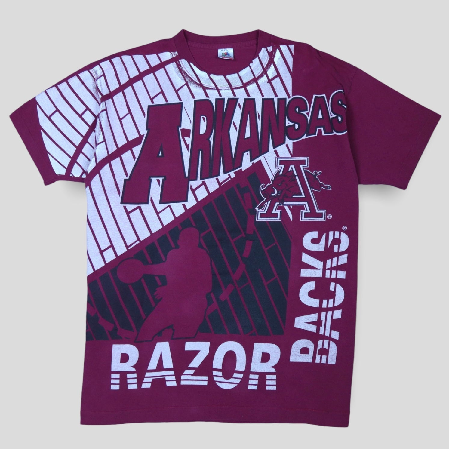 A90’s Arkansas Razorbacks AOP T Shirt - backtovida