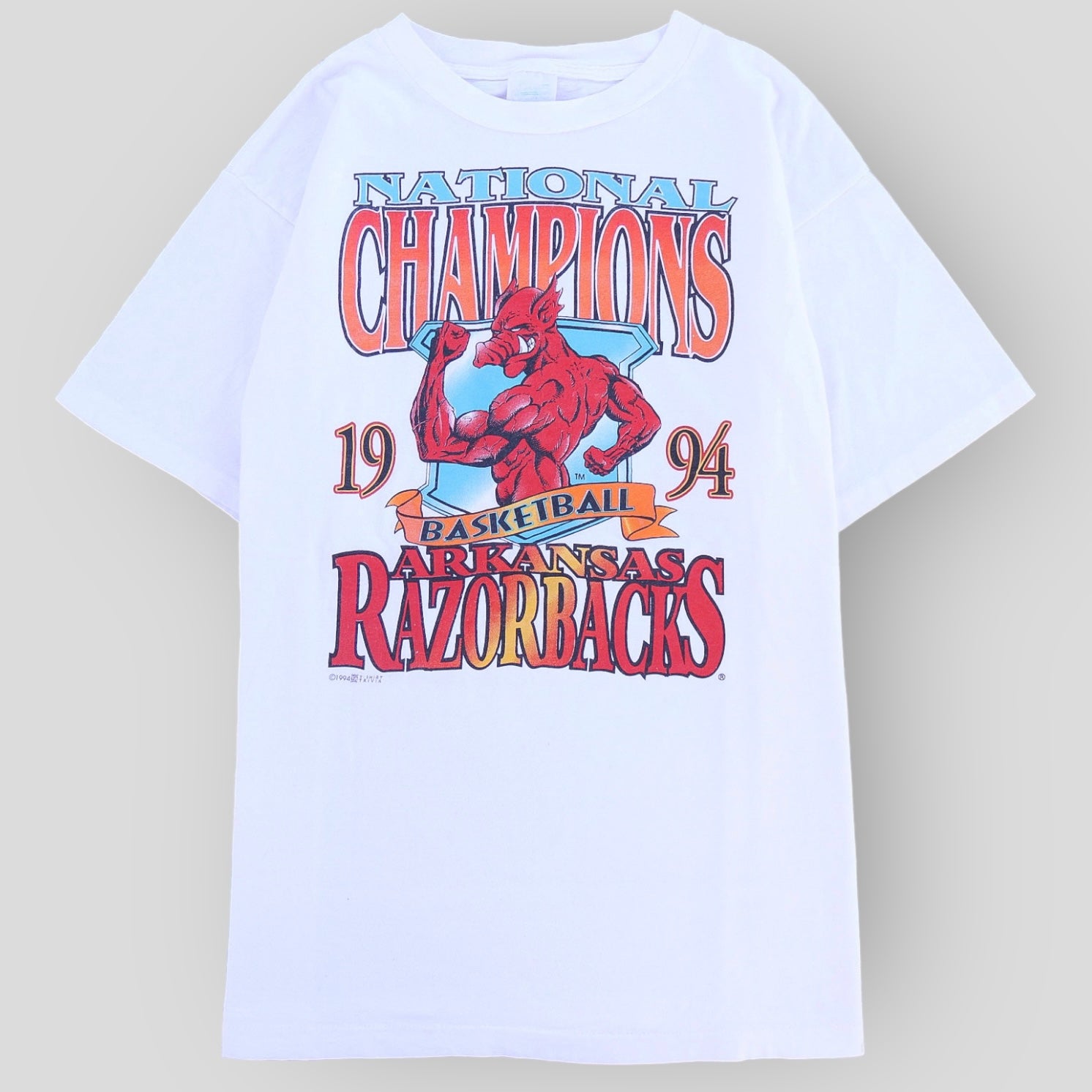 1994 Rare Razorbacks National Champion Mad Hog Vintage T-Shirt - backtovida