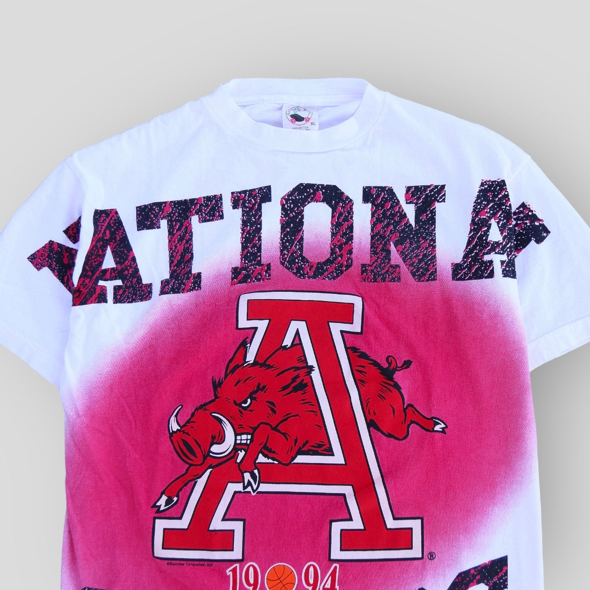 1990s Rare 1994 All Over Print National Champs Official T-Shirt - backtovida