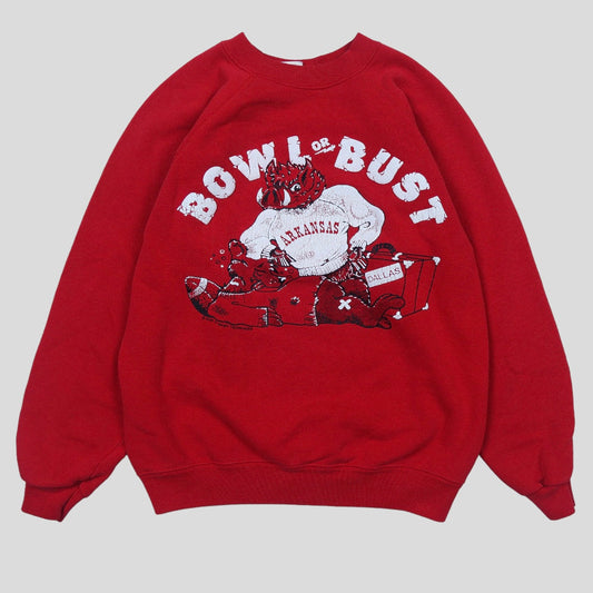 80s Arkansas Razorbacks Bowl Or Bust Crewneck - backtovida