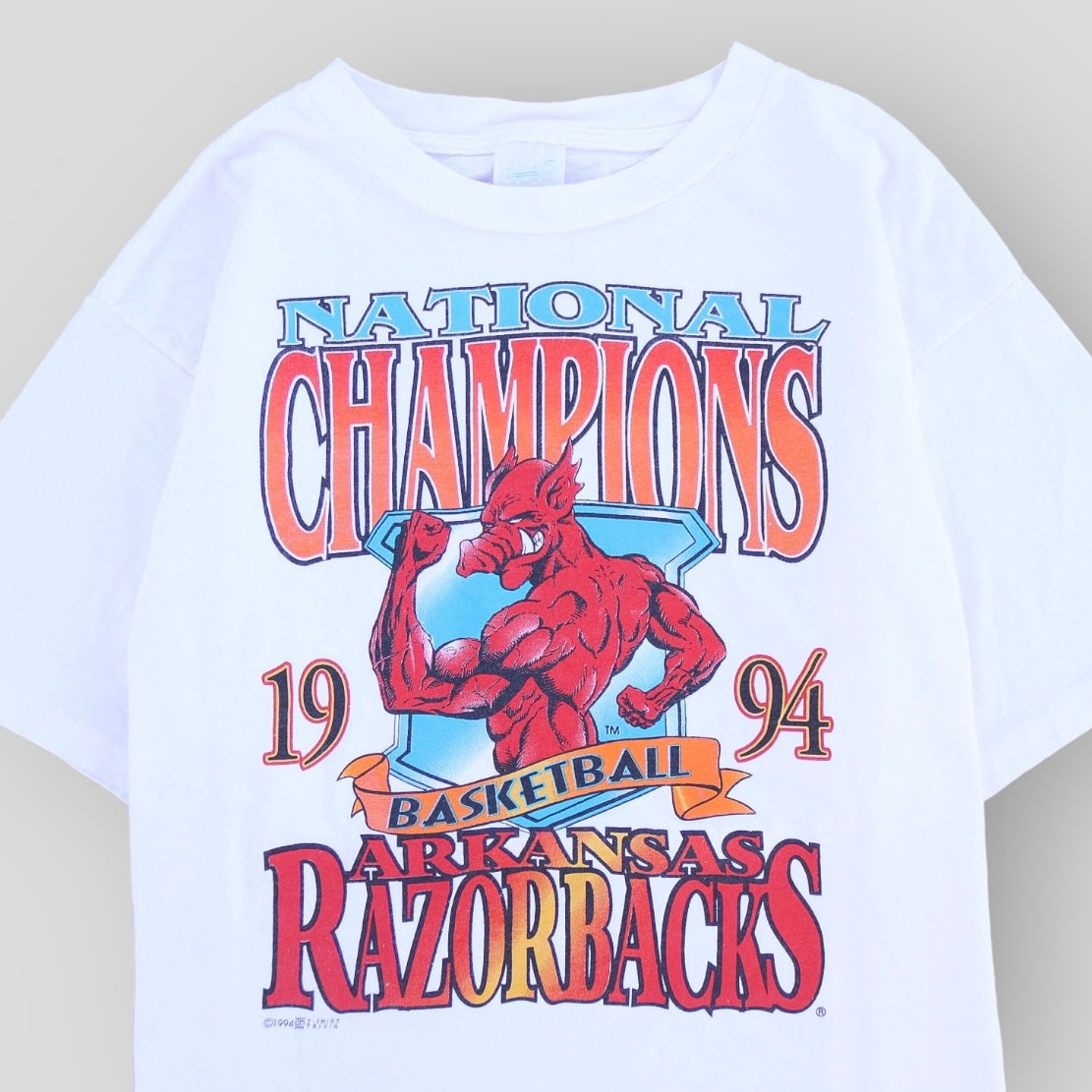 1994 Rare Razorbacks National Champion Mad Hog Vintage T-Shirt - backtovida