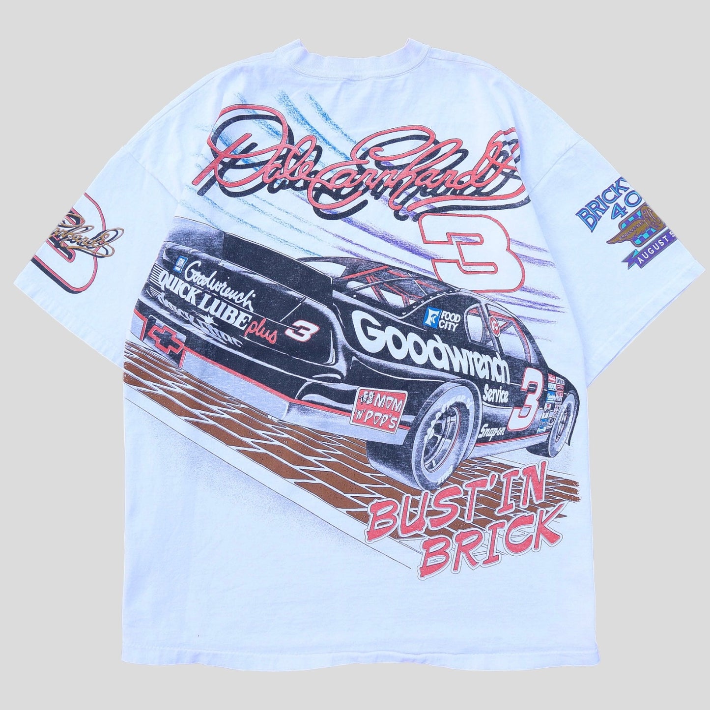 1995 Dale Earnhardt The Intimidator AOP Vintage NASCAR T-Shirt - backtovida