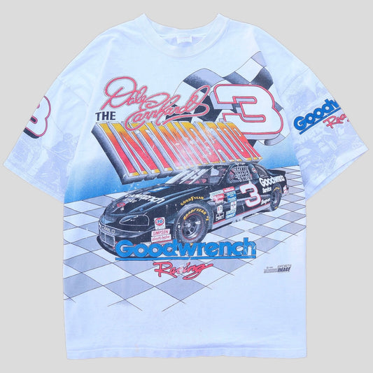 1995 Dale Earnhardt Intimidator AOP Vintage NASCAR T-Shirt - backtovida