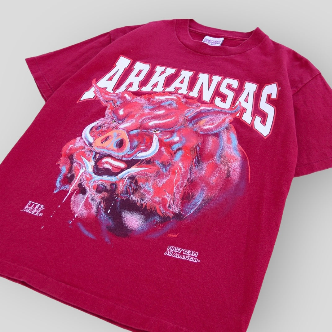 1990s Arkansas Game Face Art Style T-Shirt - backtovida
