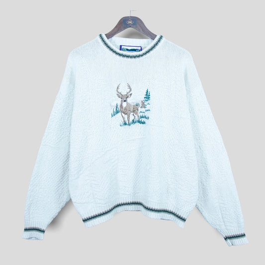 Vintage Knitted Deer Sweater - backtovida