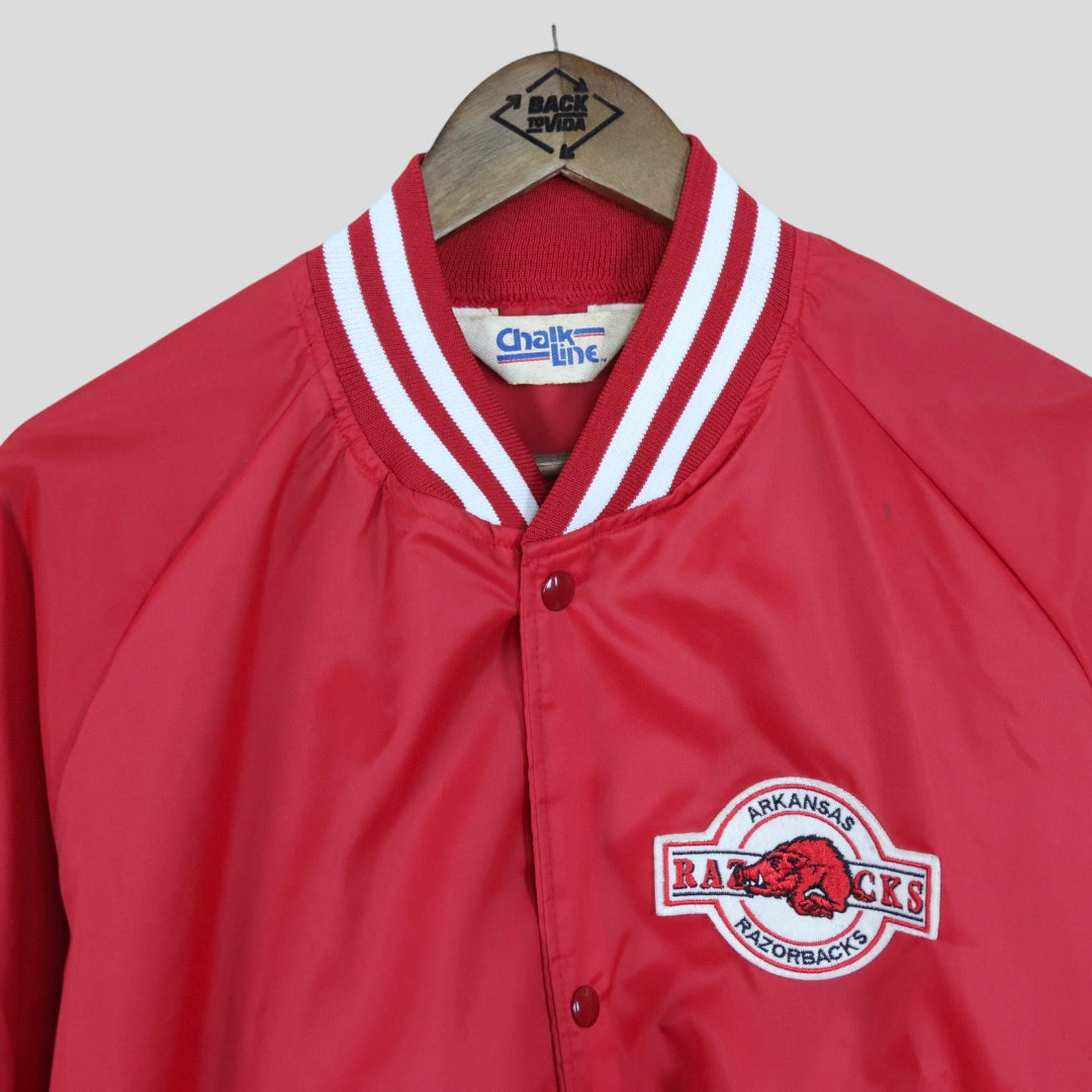 1980’s Razorbacks Chalk Line Varsity Jacket - backtovida