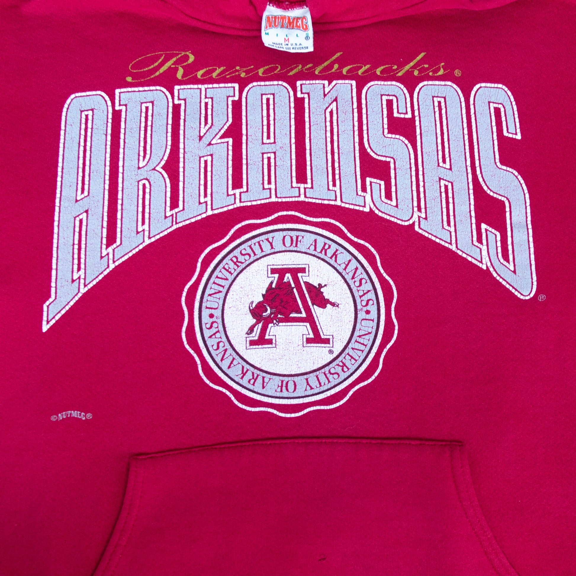 90's Arkansas Razorbacks Vintage Hoodie - backtovida