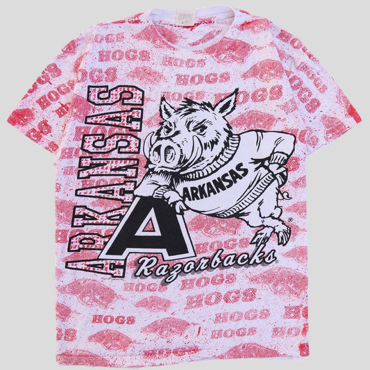 1990s Rare Arkansas Razorbacks All Over Print t-shirt - backtovida